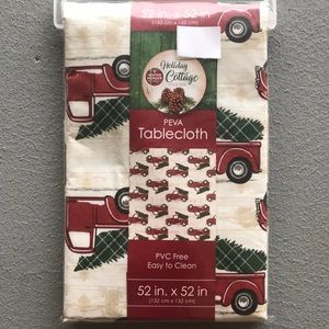 Vintage Red Ford Truck Christmas Tablecloth
